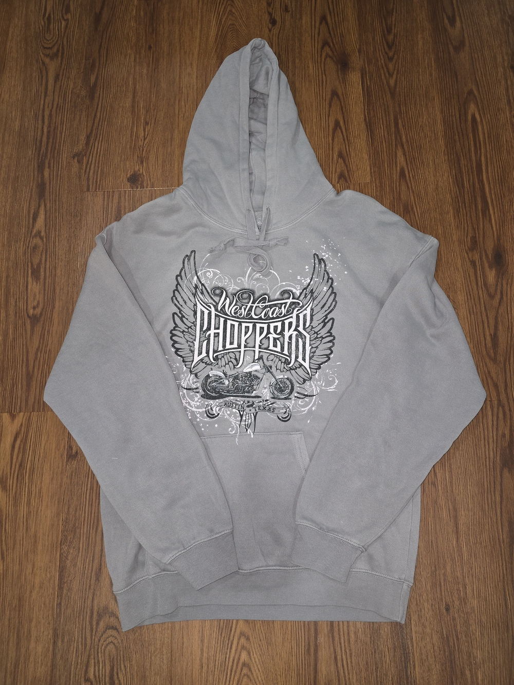 West Coast Choppers Gray Pullover Hoodie with Winged Graphic